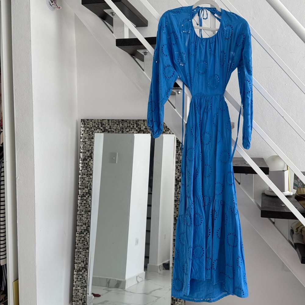 Blue Long Sleeve Maxi Dress